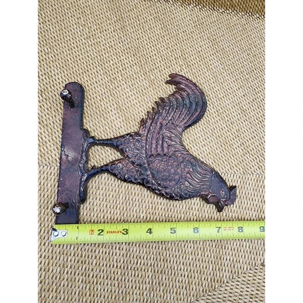 Cast Iron‎ Rooster Rustic Cottage Farmhouse Barn Decor Hat Key Coat Rack 2 Pegs
